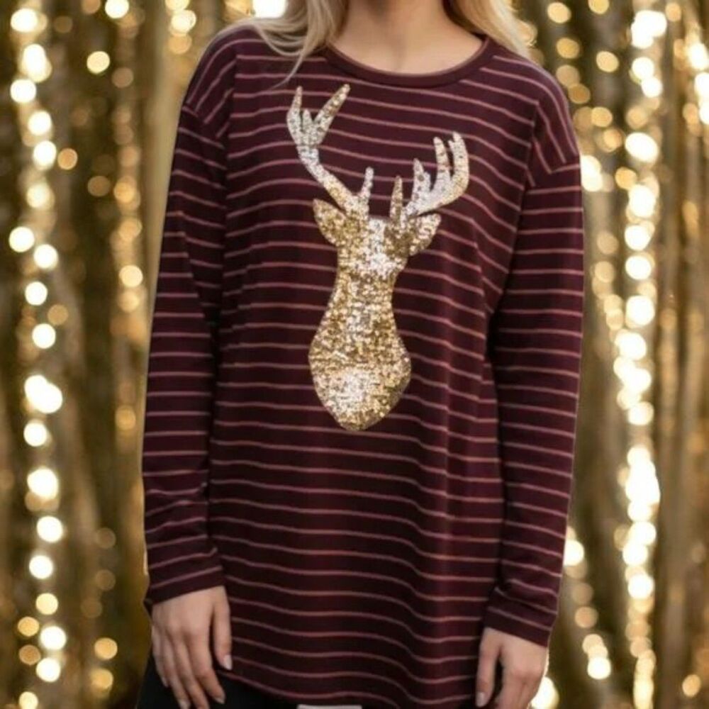 Sun & Moon Glam Fairy Striped Tunic with Sequin Antelope